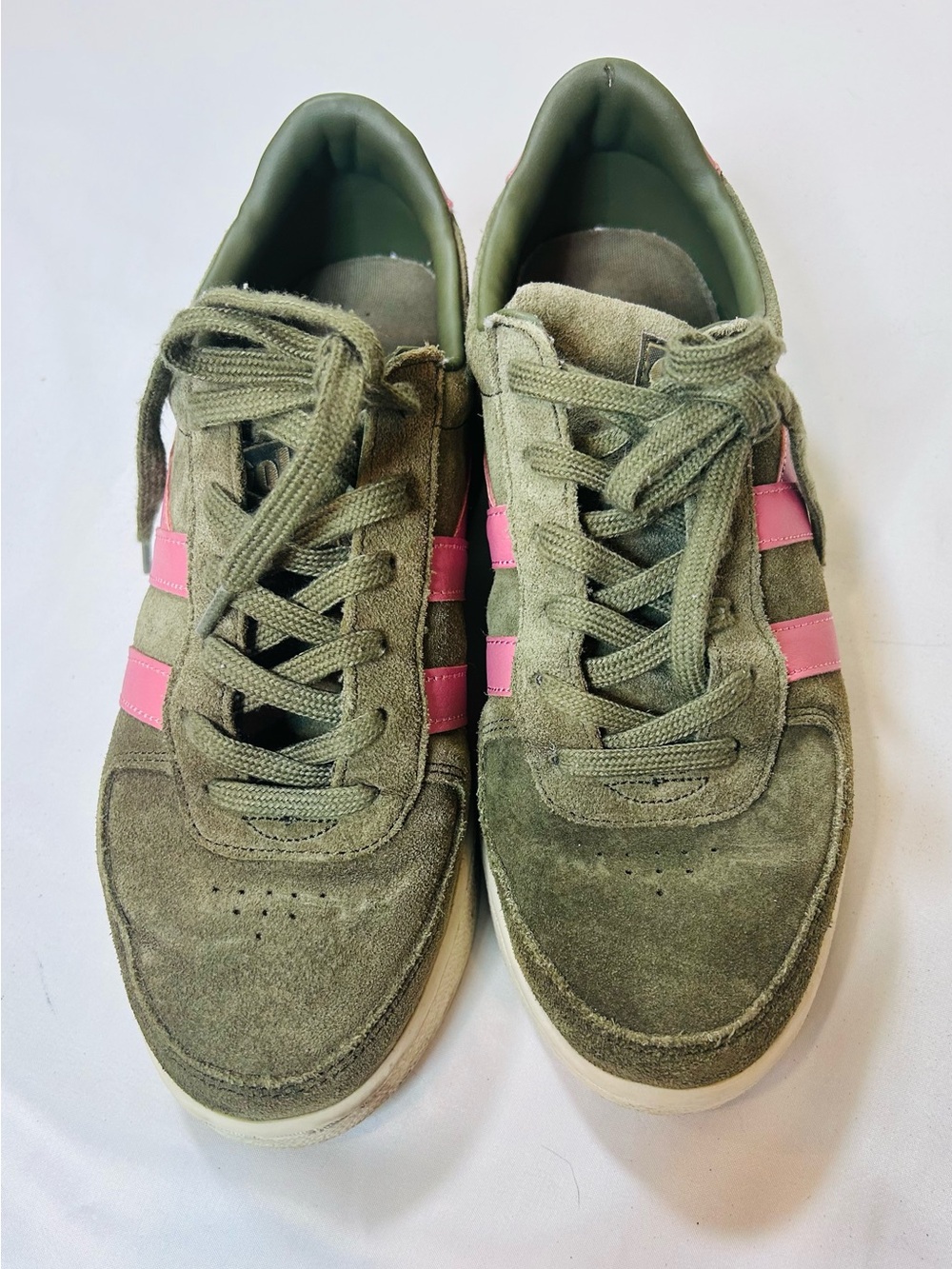 Goya Grandslam Suede Sneaker Platform Some Khaki & Coral Size 7 EUC